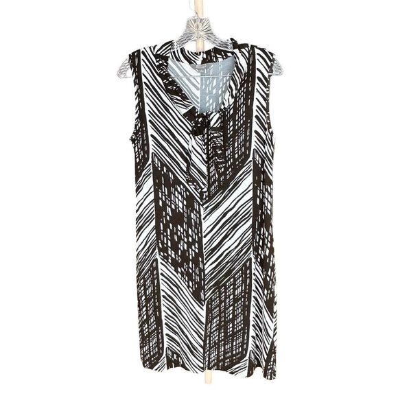 Merona Lightweight Sleeveless Dress Abstract Pattern Brown & White Size Small - Picture 1 of 12